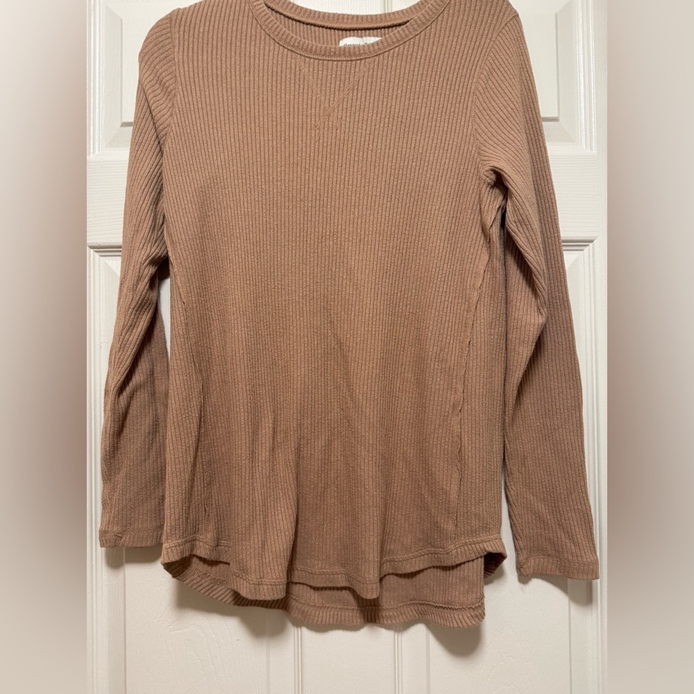 Abercrombie & Fitch Ribbed Long Sleeve Top “A&F cozy thermal” - Brown